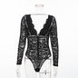 Women Black White Lace Club Suit