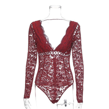 Women Black White Lace Club Suit