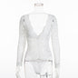 Women Black White Lace Club Suit