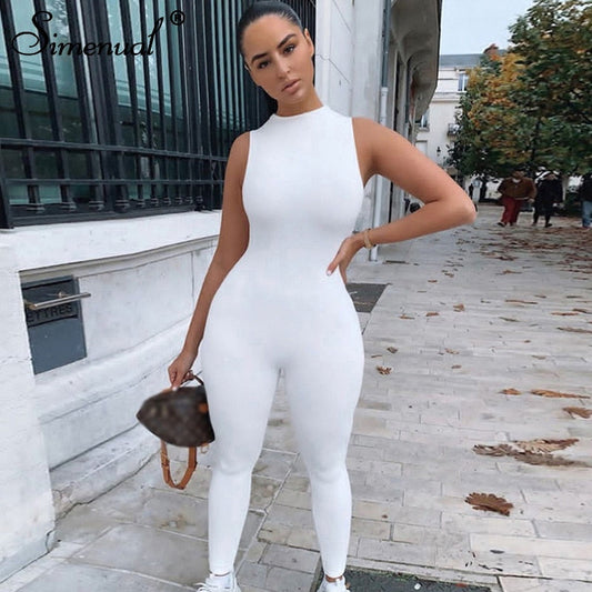 Casual Solid Body Sleeveless Jumpsuits Sporty Workout Active Wear Skinny Rompers Women's Jumpsuit Fashion