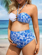 Maternity Floral Print Halter Bikini Set Summer Beach