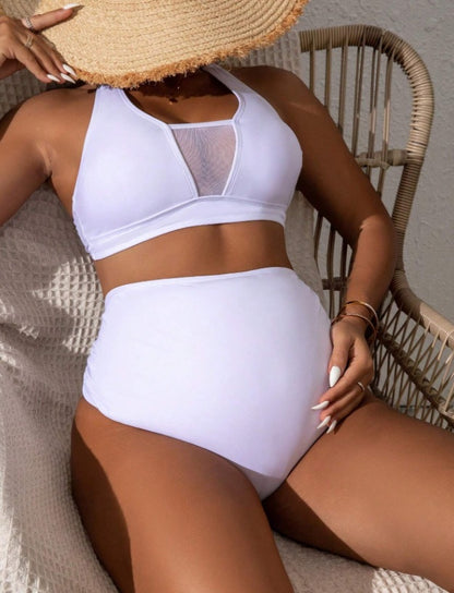 Maternity Solid Color Simple Daily Swimwear Set Summer