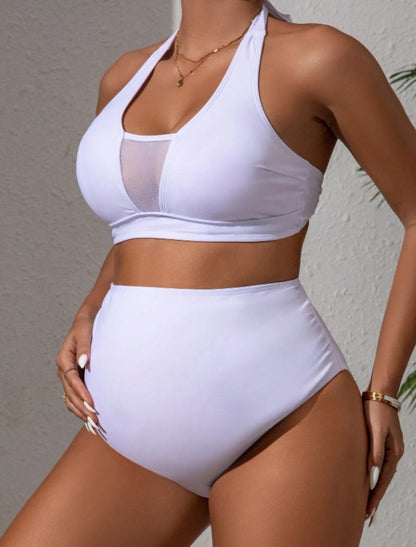 Maternity Solid Color Simple Daily Swimwear Set Summer
