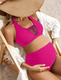 Maternity Solid Color Simple Daily Swimwear Set Summer